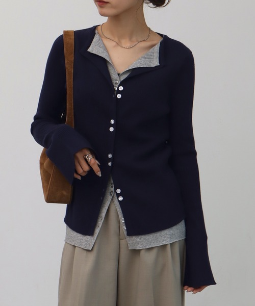 NOGLE(ノグル)の「【NOGLE/ノグル】レイヤードリブカーディガン(カーディガン/ボレロ・レディース・ホワイト系/ブラック系/ブラウン系/ネイビー系/グレー系/グレー系1/ブルー系/ネイビー系1・FREE)」の6枚目の写真