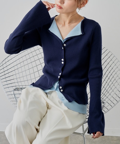 NOGLE(ノグル)の「【NOGLE/ノグル】レイヤードリブカーディガン(カーディガン/ボレロ・レディース・ホワイト系/ブラック系/ブラウン系/ネイビー系/グレー系/グレー系1/ブルー系/ネイビー系1・FREE)」の7枚目の写真