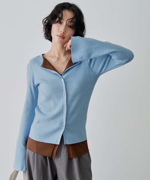 NOGLE(ノグル)の「【NOGLE/ノグル】レイヤードリブカーディガン(カーディガン/ボレロ・レディース・ホワイト系/ブラック系/ブラウン系/ネイビー系/グレー系/グレー系1/ブルー系/ネイビー系1・FREE)」の8枚目の写真