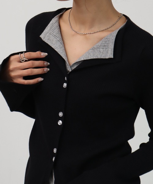 NOGLE(ノグル)の「【NOGLE/ノグル】レイヤードリブカーディガン(カーディガン/ボレロ・レディース・ホワイト系/ブラック系/ブラウン系/ネイビー系/グレー系/グレー系1/ブルー系/ネイビー系1・FREE)」の12枚目の写真