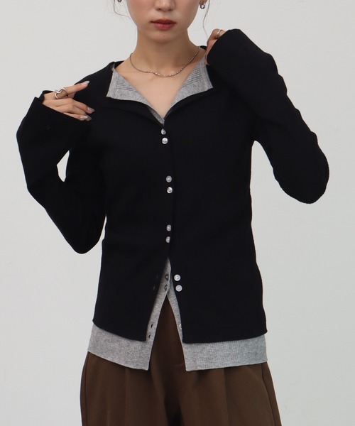 NOGLE(ノグル)の「【NOGLE/ノグル】レイヤードリブカーディガン(カーディガン/ボレロ・レディース・ホワイト系/ブラック系/ブラウン系/ネイビー系/グレー系/グレー系1/ブルー系/ネイビー系1・FREE)」の14枚目の写真