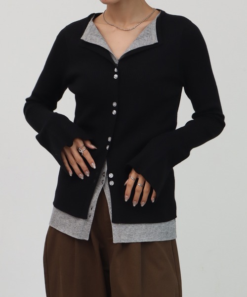 NOGLE(ノグル)の「【NOGLE/ノグル】レイヤードリブカーディガン(カーディガン/ボレロ・レディース・ホワイト系/ブラック系/ブラウン系/ネイビー系/グレー系/グレー系1/ブルー系/ネイビー系1・FREE)」の9枚目の写真