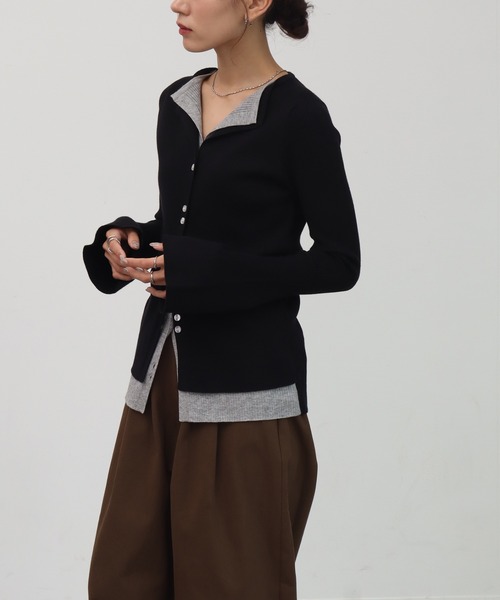 NOGLE(ノグル)の「【NOGLE/ノグル】レイヤードリブカーディガン(カーディガン/ボレロ・レディース・ホワイト系/ブラック系/ブラウン系/ネイビー系/グレー系/グレー系1/ブルー系/ネイビー系1・FREE)」の10枚目の写真