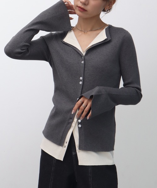 NOGLE(ノグル)の「【NOGLE/ノグル】レイヤードリブカーディガン(カーディガン/ボレロ・レディース・ホワイト系/ブラック系/ブラウン系/ネイビー系/グレー系/グレー系1/ブルー系/ネイビー系1・FREE)」の19枚目の写真