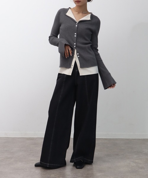 NOGLE(ノグル)の「【NOGLE/ノグル】レイヤードリブカーディガン(カーディガン/ボレロ・レディース・ホワイト系/ブラック系/ブラウン系/ネイビー系/グレー系/グレー系1/ブルー系/ネイビー系1・FREE)」の20枚目の写真