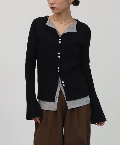 NOGLE(ノグル)の「【NOGLE/ノグル】レイヤードリブカーディガン(カーディガン/ボレロ・レディース・ホワイト系/ブラック系/ブラウン系/ネイビー系/グレー系/グレー系1/ブルー系/ネイビー系1・FREE)」の11枚目の写真