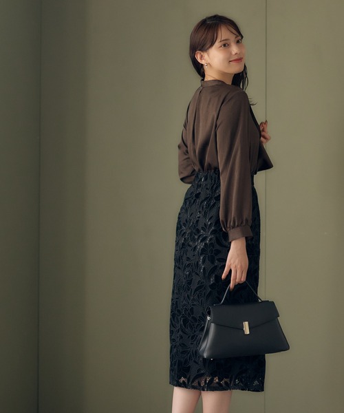 12Twelve Agenda（トゥエルブ　アジェンダ）の「ベロアレースタイトスカート（スカート・レディース・ブラック/グリーン・M/S）」の6枚目の写真