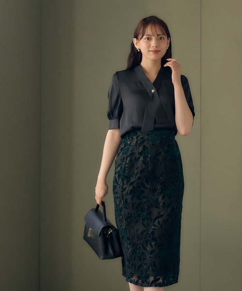 12Twelve Agenda（トゥエルブ　アジェンダ）の「ベロアレースタイトスカート（スカート・レディース・ブラック/グリーン・M/S）」の9枚目の写真