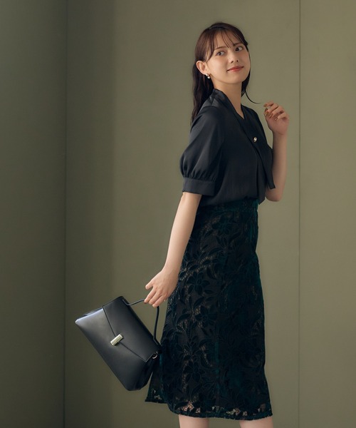 12Twelve Agenda（トゥエルブ　アジェンダ）の「ベロアレースタイトスカート（スカート・レディース・ブラック/グリーン・M/S）」の10枚目の写真