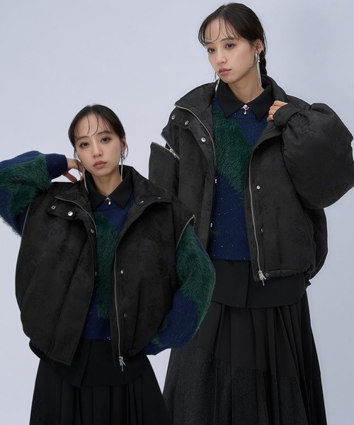 HARE(ハレ)の「2WAYエアサーマルジャガードブルゾン(HARE)(ブルゾン・レディース・ボルドー/ネイビー/ブラック系その他/ブラック/ブルー系その他/ブラック系その他2/レッド系その他・FREE)」の4枚目の写真