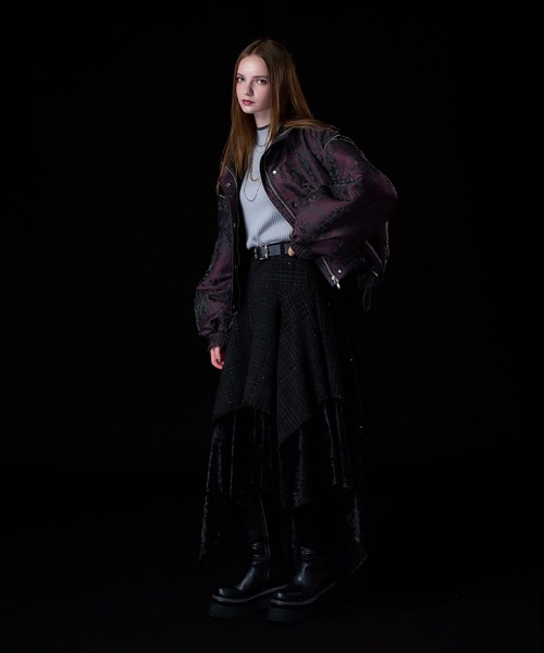 HARE(ハレ)の「2WAYエアサーマルジャガードブルゾン(HARE)(ブルゾン・レディース・ボルドー/ネイビー/ブラック系その他/ブラック・FREE)」の5枚目の写真