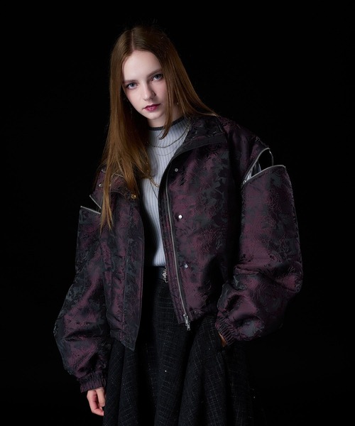 HARE(ハレ)の「2WAYエアサーマルジャガードブルゾン(HARE)(ブルゾン・レディース・ボルドー/ネイビー/ブラック系その他/ブラック・FREE)」の6枚目の写真