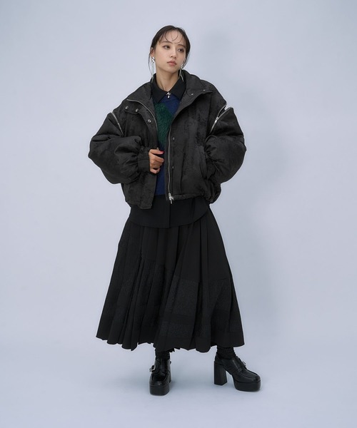 HARE(ハレ)の「2WAYエアサーマルジャガードブルゾン(HARE)(ブルゾン・レディース・ボルドー/ネイビー/ブラック系その他/ブラック/ブルー系その他/ブラック系その他2/レッド系その他・FREE)」の9枚目の写真