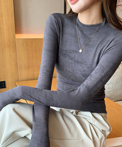 セール】【主役も脇役もこなす柄ニット】長袖タイダイ柄プチハイネック