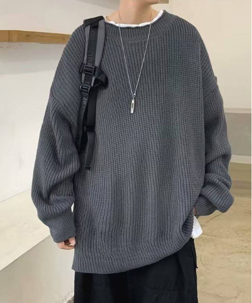 neos(ネオス)の「【neos】ルーズサイズ リブ モックネック ニット プルオーバー(ニット/セーター・メンズ・ブルー/チャコールグレー・MEDIUM/LARGE/X-LARGE)」の1枚目の写真