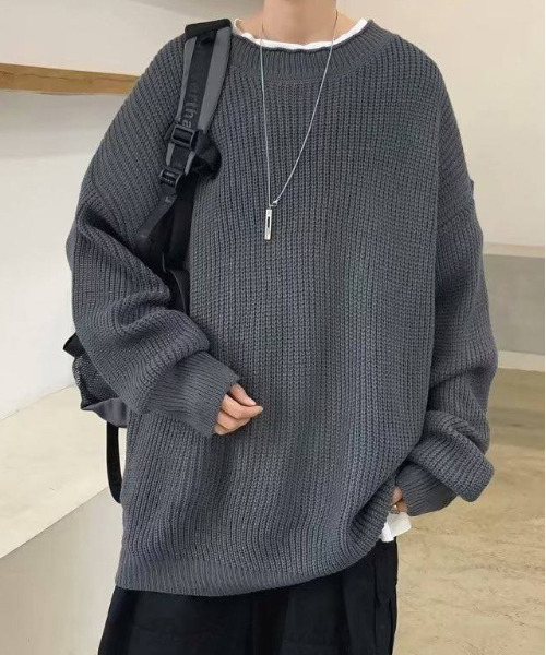 neos(ネオス)の「【neos】ルーズサイズ リブ モックネック ニット プルオーバー(ニット/セーター・メンズ・ブルー/チャコールグレー・MEDIUM/LARGE/X-LARGE)」の6枚目の写真