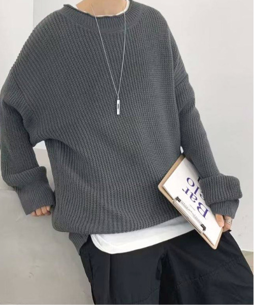 neos(ネオス)の「【neos】ルーズサイズ リブ モックネック ニット プルオーバー(ニット/セーター・メンズ・ブルー/チャコールグレー・MEDIUM/LARGE/X-LARGE)」の7枚目の写真