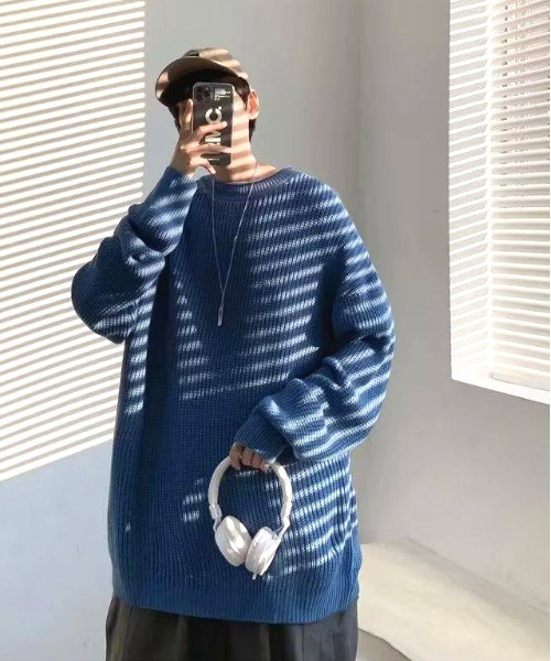neos(ネオス)の「【neos】ルーズサイズ リブ モックネック ニット プルオーバー(ニット/セーター・メンズ・ブルー/チャコールグレー・MEDIUM/LARGE/X-LARGE)」の13枚目の写真