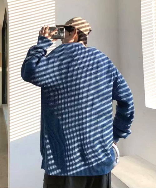 neos(ネオス)の「【neos】ルーズサイズ リブ モックネック ニット プルオーバー(ニット/セーター・メンズ・ブルー/チャコールグレー・MEDIUM/LARGE/X-LARGE)」の12枚目の写真