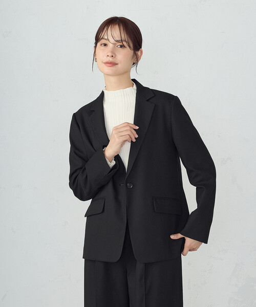 COMME CA ISM（コムサイズム）の「【セットアップ対応】ポリエステルレーヨン　テーラードジャケット（テーラードジャケット・レディース・ブラック/チェック・SMALL/MEDIUM/LARGE/X-LARGE）」の2枚目の写真