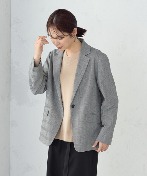 COMME CA ISM（コムサイズム）の「【セットアップ対応】ポリエステルレーヨン　テーラードジャケット（テーラードジャケット・レディース・ブラック/チェック・SMALL/MEDIUM/LARGE/X-LARGE）」の20枚目の写真