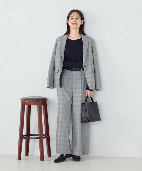 COMME CA ISM（コムサイズム）の「【セットアップ対応】ポリエステルレーヨン　テーラードジャケット（テーラードジャケット・レディース・ブラック/チェック・SMALL/MEDIUM/LARGE/X-LARGE）」の3枚目の写真