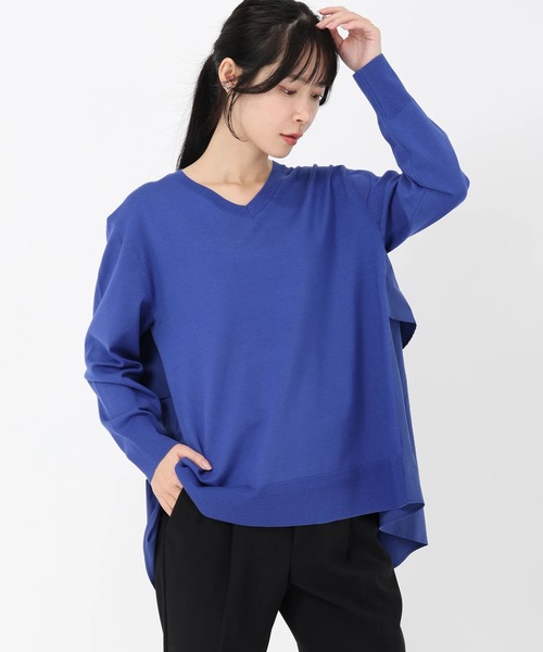 STRAWBERRY-FIELDS（ストロベリーフィールズ）の「シェルストレッチ_バックフレアティアードニット（ニット/セーター・レディース・グレー/ブルー/ブラック・2）」の3枚目の写真