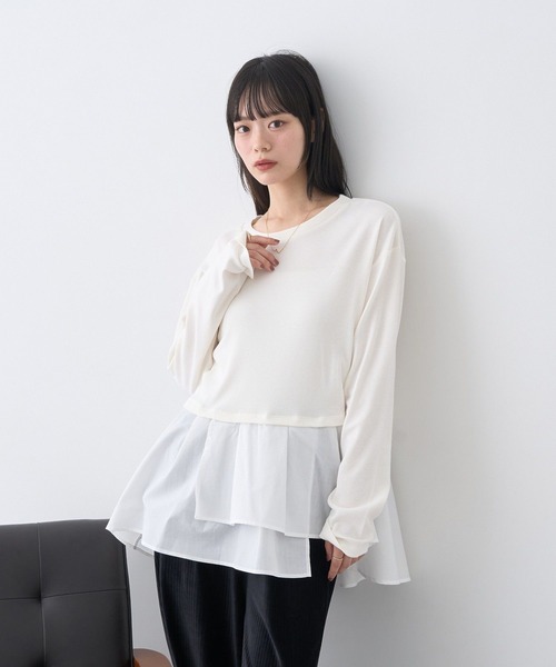 earth music&ecology（アースミュージックアンドエコロジー）の「あったかフェミニンインナー（シャツヘム）（Tシャツ/カットソー・レディース・オフホワイト・F）」の5枚目の写真