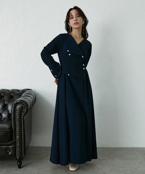 アシメボタンフレアワンピース（ワンピース）｜Elishe（エリシェ）の