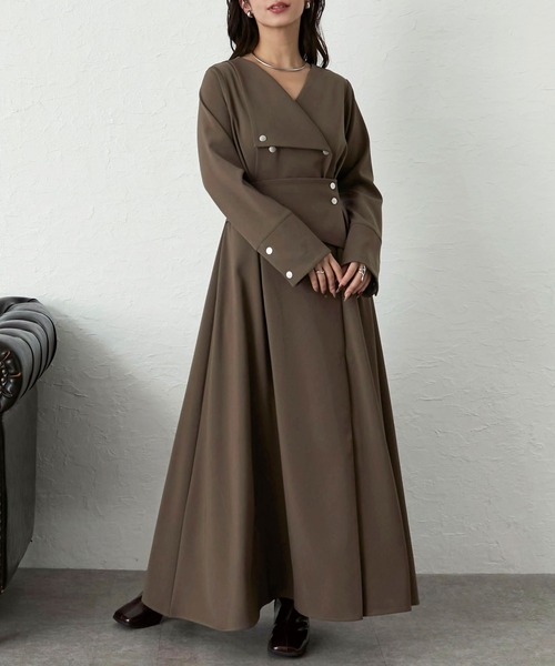 アシメボタンフレアワンピース（ワンピース）｜Elishe（エリシェ）の