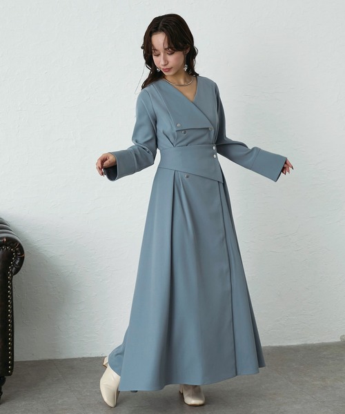 アシメボタンフレアワンピース（ワンピース）｜Elishe（エリシェ）の