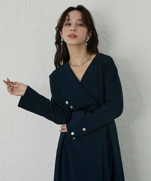 アシメボタンフレアワンピース（ワンピース）｜Elishe（エリシェ）の