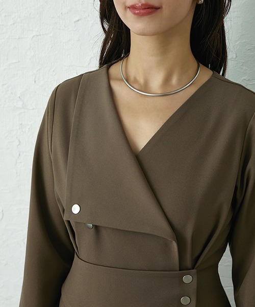 アシメボタンフレアワンピース（ワンピース）｜Elishe（エリシェ）の