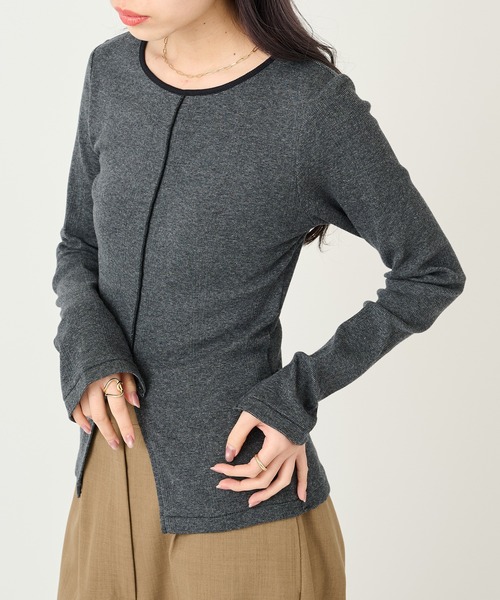 MILLER(ミラー)の「【Robert P. Miller】パネルリブ スリット プルオーバー RM254-2247(Tシャツ/カットソー・レディース・ネイビー/イエロー/その他2/その他3/その他5/グリーン/ブラウン/ライトグレー/レッド/マルチ/アイボリー/ブラック/その他6/その他4/ブルー/レッド系その他2・FREE)」の13枚目の写真