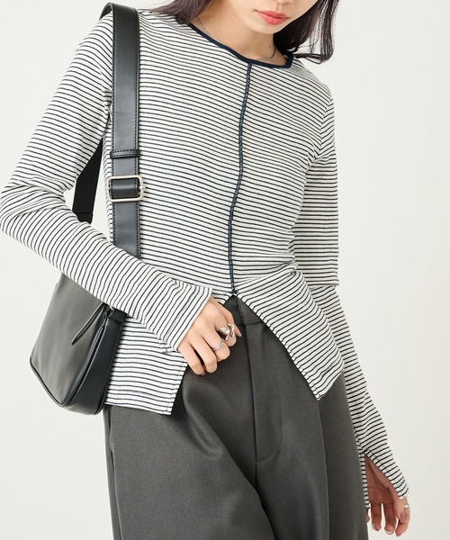 MILLER(ミラー)の「【Robert P. Miller】パネルリブ スリット プルオーバー RM254-2247(Tシャツ/カットソー・レディース・ネイビー/イエロー/その他2/その他3/その他5/グリーン/ブラウン/ライトグレー/レッド/マルチ/アイボリー/ブラック/その他6/その他4/ブルー/レッド系その他2・FREE)」の7枚目の写真