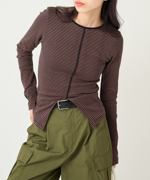 MILLER(ミラー)の「【Robert P. Miller】パネルリブ スリット プルオーバー RM254-2247(Tシャツ/カットソー・レディース・ネイビー/イエロー/その他2/その他3/その他5/グリーン/ブラウン/ライトグレー/レッド/マルチ/アイボリー/ブラック/その他6/その他4/ブルー/レッド系その他2・FREE)」の5枚目の写真