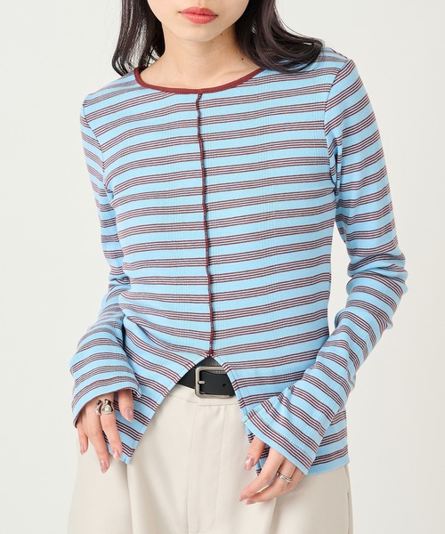 MILLER(ミラー)の「【Robert P. Miller】パネルリブ スリット プルオーバー RM254-2247(Tシャツ/カットソー・レディース・ネイビー/イエロー/その他2/その他3/その他5/グリーン/ブラウン/ライトグレー/レッド/マルチ/アイボリー/ブラック/その他6/その他4/ブルー/レッド系その他2・FREE)」の2枚目の写真