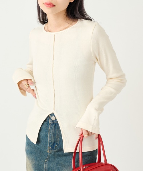 MILLER(ミラー)の「【Robert P. Miller】パネルリブ スリット プルオーバー RM254-2247(Tシャツ/カットソー・レディース・ネイビー/イエロー/その他2/その他3/その他5/グリーン/ブラウン/ライトグレー/レッド/マルチ/アイボリー/ブラック/その他6/その他4/ブルー/レッド系その他2・FREE)」の3枚目の写真