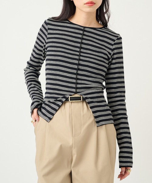 MILLER(ミラー)の「【Robert P. Miller】パネルリブ スリット プルオーバー RM254-2247(Tシャツ/カットソー・レディース・ネイビー/イエロー/その他2/その他3/その他5/グリーン/ブラウン/ライトグレー/レッド/マルチ/アイボリー/ブラック/その他6/その他4/ブルー/レッド系その他2・FREE)」の11枚目の写真