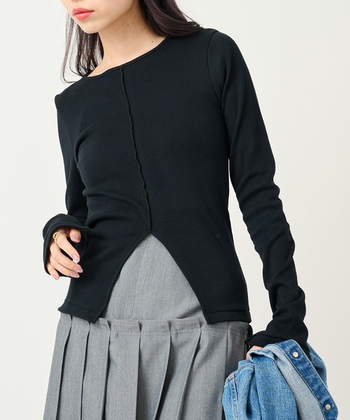 MILLER(ミラー)の「【Robert P. Miller】パネルリブ スリット プルオーバー RM254-2247(Tシャツ/カットソー・レディース・ネイビー/イエロー/その他2/その他3/その他5/グリーン/ブラウン/ライトグレー/レッド/マルチ/アイボリー/ブラック/その他6/その他4/ブルー/レッド系その他2・FREE)」の4枚目の写真