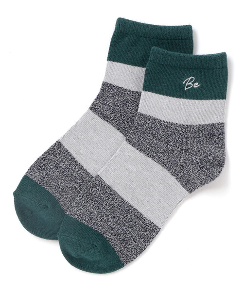 BeBe（ベベ）の「ランダムワイドボーダークルーソックス(11~24cm)（ソックス/靴下・キッズ・ブルー系その他/グリーン系その他・13.0cm/15.0cm/17.0cm/24.0cm/21.0cm/19.0cm）」の2枚目の写真
