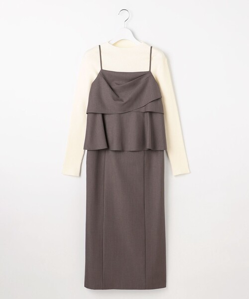ANY SIS(エニィスィス)の「【2SET】ビスチェ ワンピース × ニット セット(セットアップ・レディース・黄土色系/ブラック系・X-LARGE)」の5枚目の写真