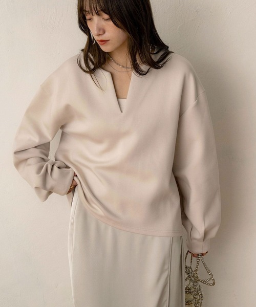 NOAHL(ノアル)の「【NOAHL】《accoさんコラボ》キーネックダンボールニットトップス(ニット/セーター・レディース・ブラウン/グレー/チャコールグレー/アイボリー/ブラック・M/MT)」の11枚目の写真