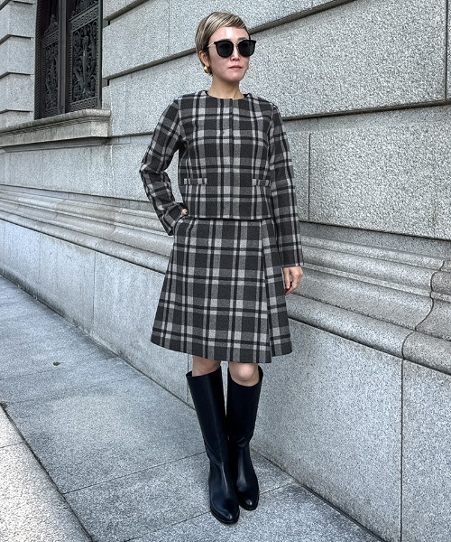 JENNE(ジェンヌ)の「Aラインチェックスカート(スカート・レディース・ブラック/ネイビー・X-LARGE/LARGE/MEDIUM/SMALL)」の8枚目の写真