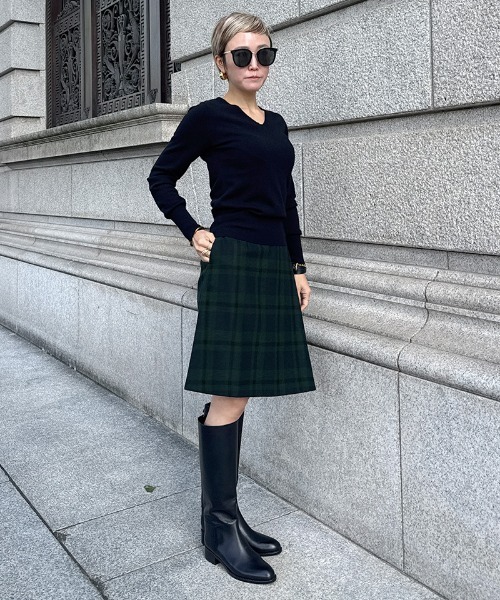 JENNE(ジェンヌ)の「Aラインチェックスカート(スカート・レディース・ブラック/ネイビー・X-LARGE/LARGE/MEDIUM/SMALL)」の15枚目の写真