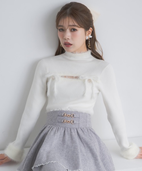 couture BY ROJITA(クチュールバイロジータ)の「デコルテ開きニット(ニット/セーター・レディース・グレー/ブラック/ホワイト・FREE)」の5枚目の写真