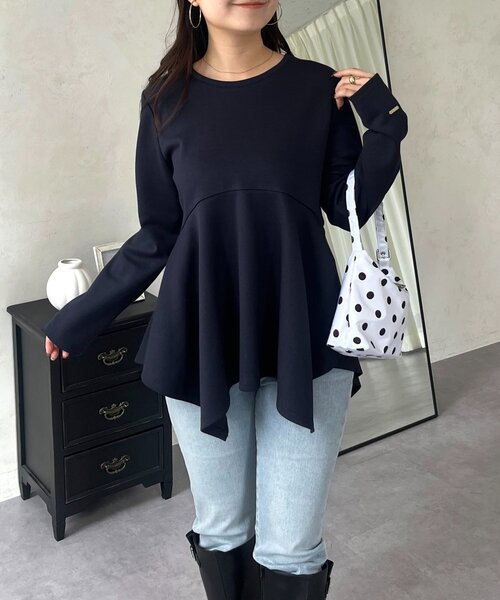 prose verse(プロズヴェール)の「イレギュラーヘムカーブペプラムロンT(Tシャツ/カットソー・レディース・ブラウン/ブラック/ネイビー/オフホワイト/ブルー系その他/イエロー・LARGE/MEDIUM)」の4枚目の写真