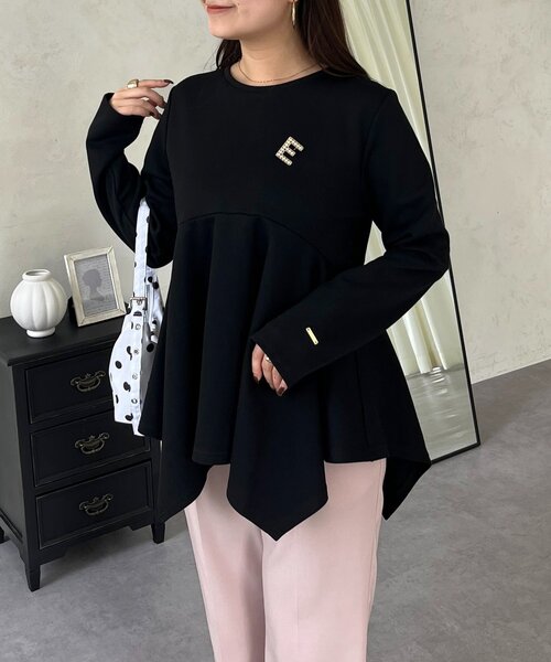 prose verse(プロズヴェール)の「イレギュラーヘムカーブペプラムロンT(Tシャツ/カットソー・レディース・ブラウン/ブラック/ネイビー/オフホワイト/ブルー系その他/イエロー・LARGE/MEDIUM)」の3枚目の写真