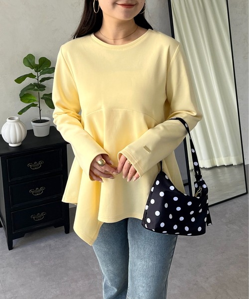 prose verse(プロズヴェール)の「イレギュラーヘムカーブペプラムロンT(Tシャツ/カットソー・レディース・ブラウン/ブラック/ネイビー/オフホワイト/ブルー系その他/イエロー・LARGE/MEDIUM)」の19枚目の写真