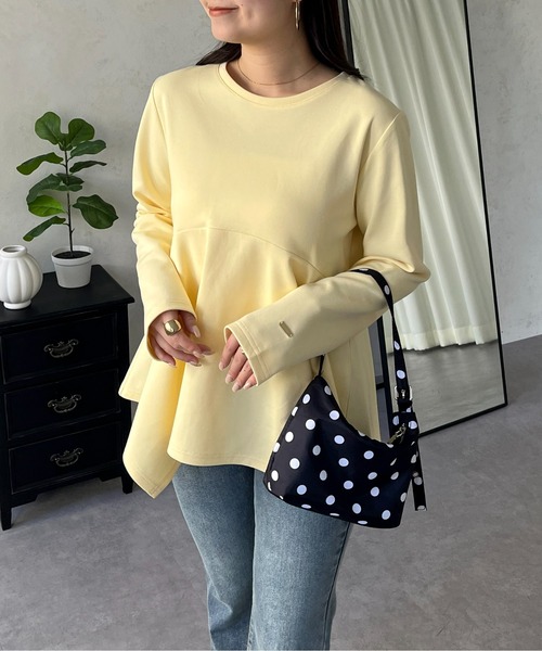 prose verse(プロズヴェール)の「イレギュラーヘムカーブペプラムロンT(Tシャツ/カットソー・レディース・ブラウン/ブラック/ネイビー/オフホワイト/ブルー系その他/イエロー・LARGE/MEDIUM)」の17枚目の写真